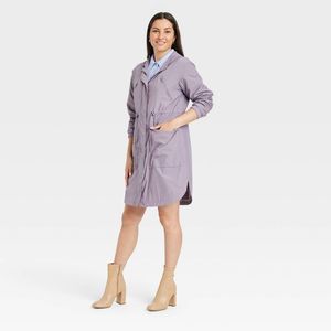 Women's Hooded Rain Coat - A New Day Purple S
